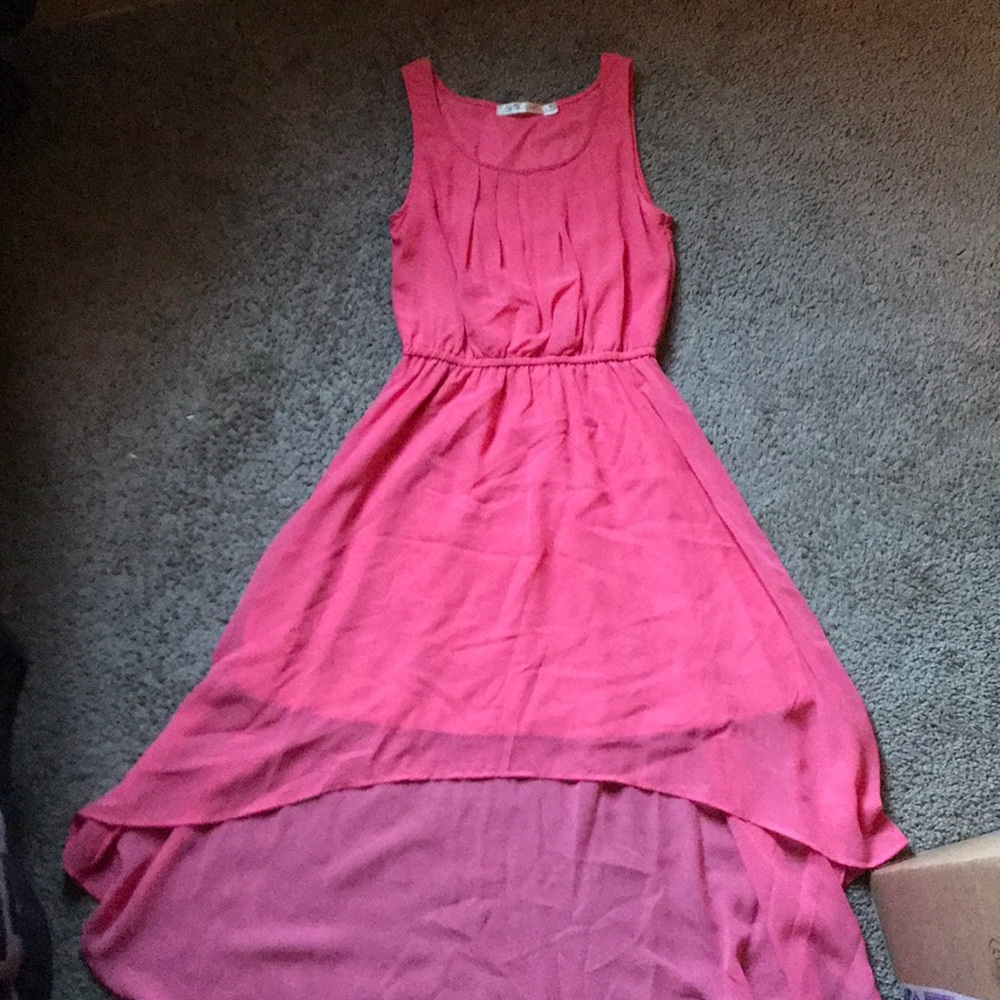 High-low pink coral dress